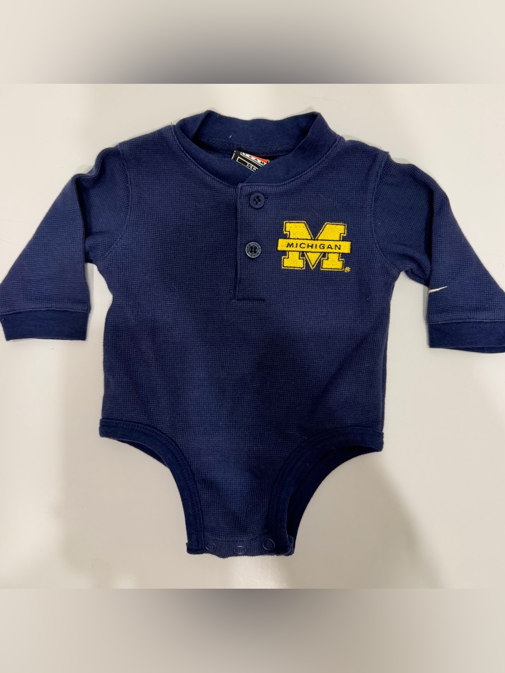 Vintage Nike Michigan Wolverines Waffle Knot Navy Blue Long Sleeve 3-6mo